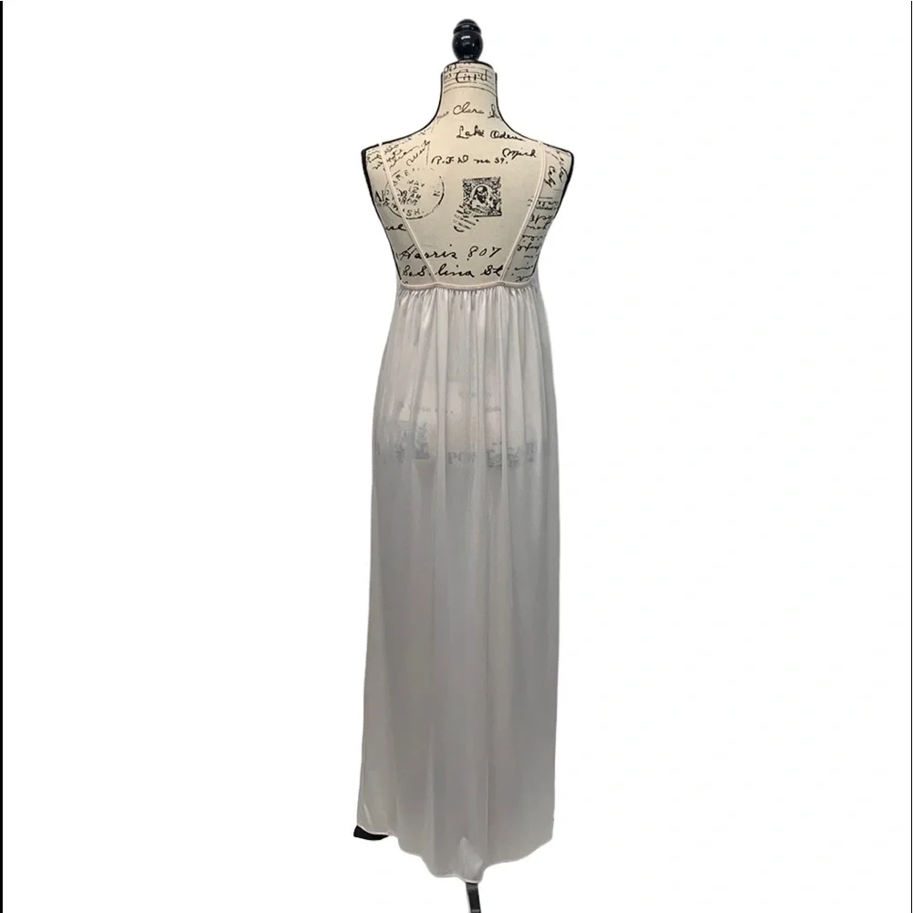 Vintage Val Mode Pink White Peignoir Gown 2 PCS SHEER Nightgown Robe Size Petite